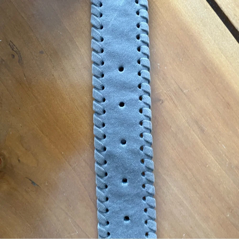 Gray Faux Suede Boho Hippie Festival Belt Silver Buckle 35-39” Earthy Granola